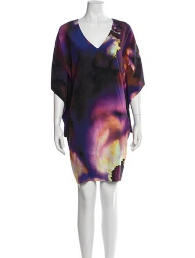 Pre-owned Nicole Miller Silk Midi Length Dress In Blue