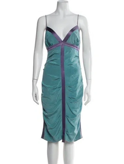 Pre-owned Nicole Miller Silk Midi Length Dress In Blue