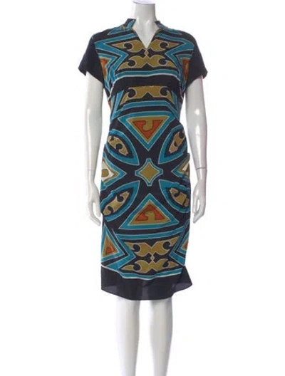 Pre-owned Nicole Miller Silk Midi Length Dress In Blue