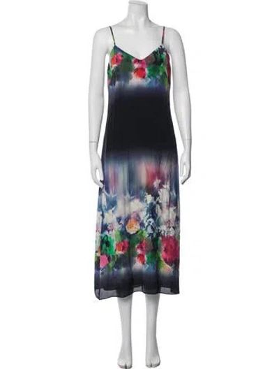 Pre-owned Nicole Miller Silk Midi Length Dress In Blue