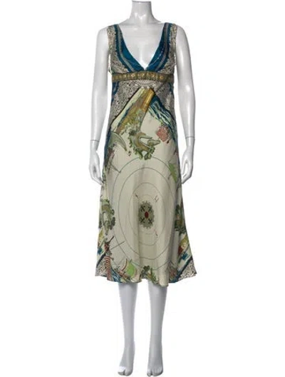 Pre-owned Nicole Miller Silk Midi Length Dress In Blue