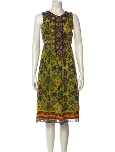 Pre-owned Nicole Miller Silk Midi Length Dress In Brown