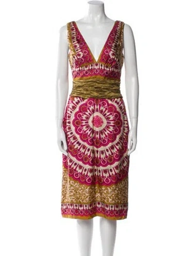 Pre-owned Nicole Miller Silk Midi Length Dress In Multi