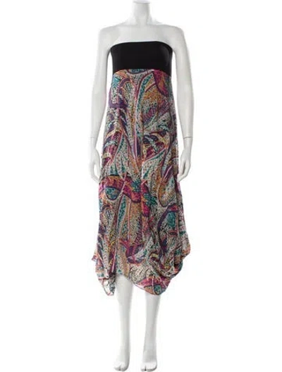 Pre-owned Nicole Miller Silk Midi Length Dress In Multi