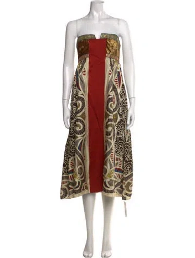 Pre-owned Nicole Miller Silk Midi Length Dress In Multi