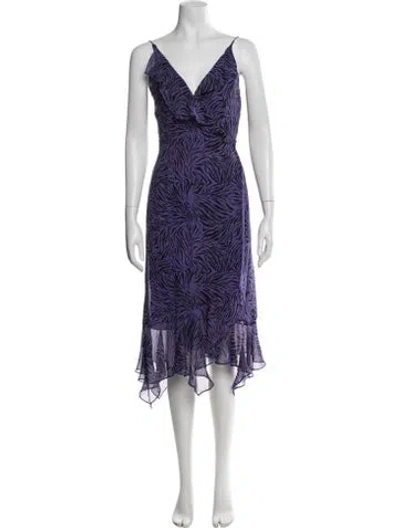 Pre-owned Nicole Miller Silk Midi Length Dress In Purple