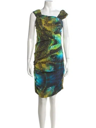 Pre-owned Nicole Miller Silk Midi Length Dress W/ Tags In Black