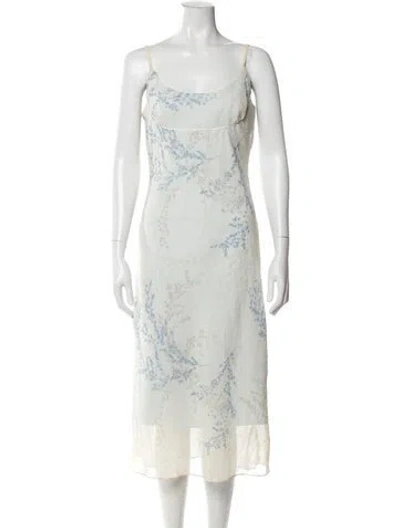 Pre-owned Nicole Miller Silk Midi Length Dress In White