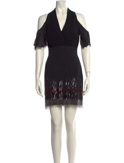 Pre-owned Nicole Miller Silk Mini Dress In Black