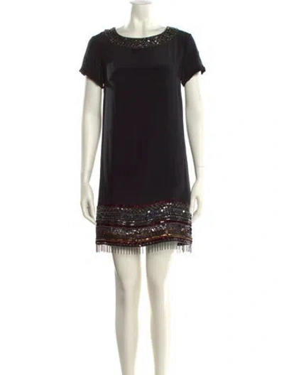 Pre-owned Nicole Miller Silk Mini Dress In Black