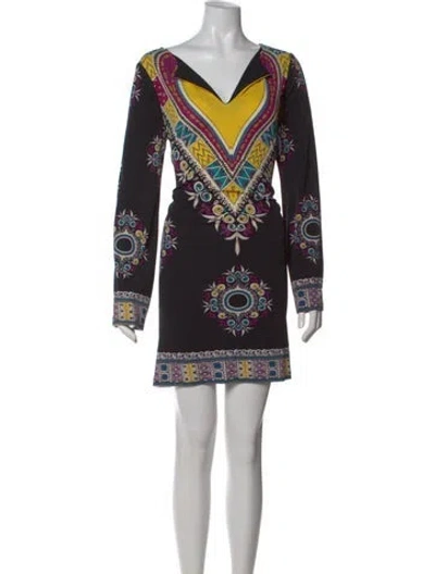 Pre-owned Nicole Miller Silk Mini Dress In Black