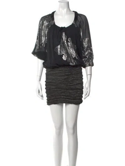 Pre-owned Nicole Miller Silk Mini Dress In Black