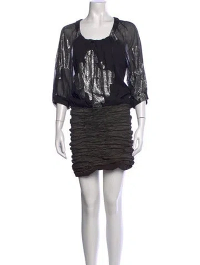 Pre-owned Nicole Miller Silk Mini Dress In Black