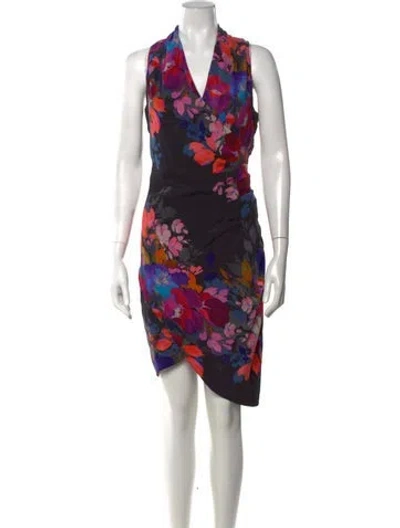 Pre-owned Nicole Miller Silk Mini Dress In Black