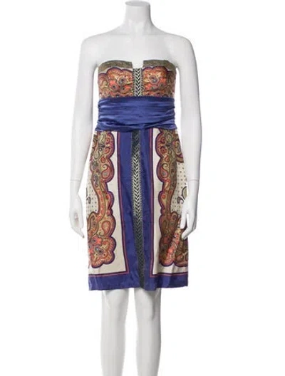 Pre-owned Nicole Miller Silk Mini Dress In Blue
