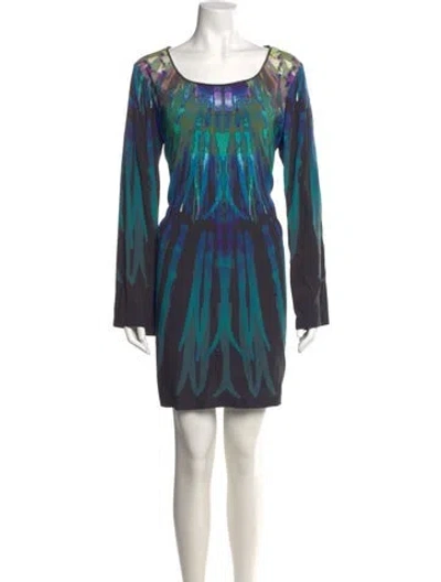 Pre-owned Nicole Miller Silk Mini Dress In Blue