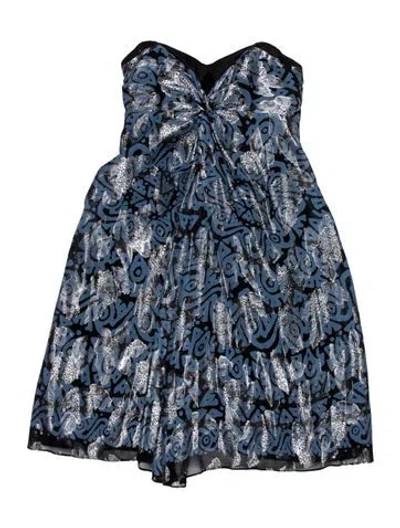 Pre-owned Nicole Miller Silk Mini Dress In Blue
