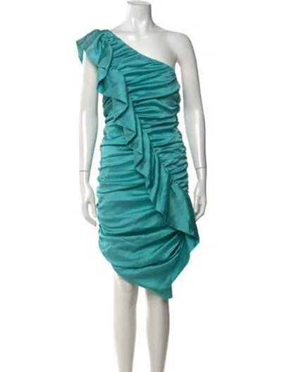Pre-owned Nicole Miller Silk Mini Dress In Blue
