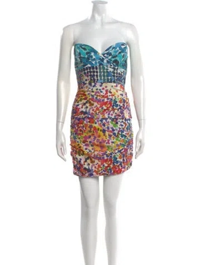 Pre-owned Nicole Miller Silk Mini Dress In Blue