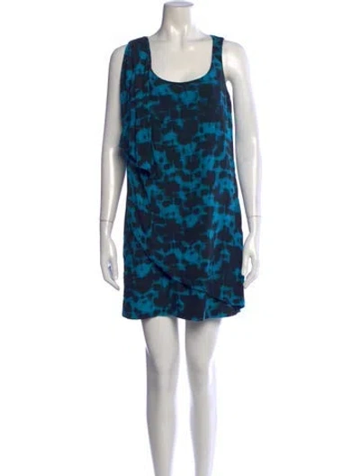 Pre-owned Nicole Miller Silk Mini Dress In Blue