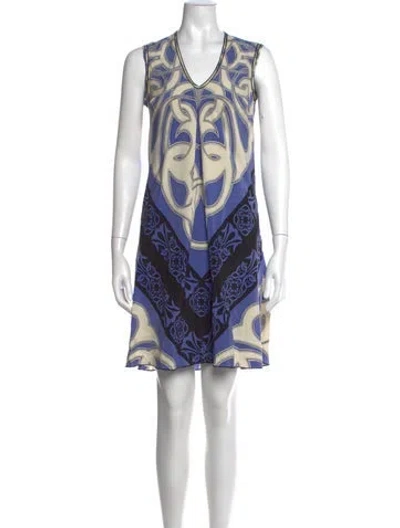Pre-owned Nicole Miller Silk Mini Dress In Blue