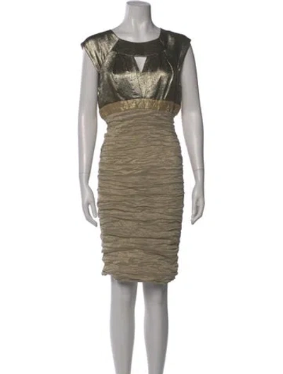 Pre-owned Nicole Miller Silk Mini Dress In Gold