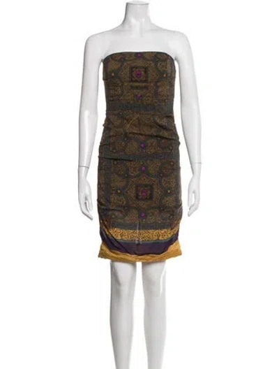Pre-owned Nicole Miller Silk Mini Dress In Gold