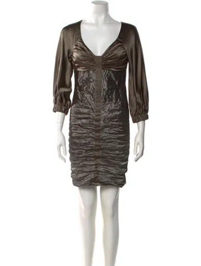 Pre-owned Nicole Miller Silk Mini Dress In Gray