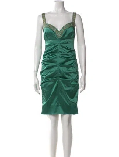 Pre-owned Nicole Miller Silk Mini Dress In Green