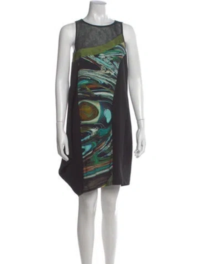 Pre-owned Nicole Miller Silk Mini Dress In Green