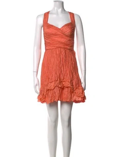 Pre-owned Nicole Miller Silk Mini Dress In Orange