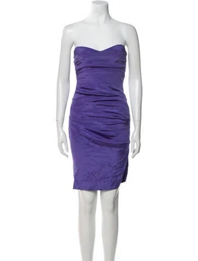 Pre-owned Nicole Miller Silk Mini Dress In Purple