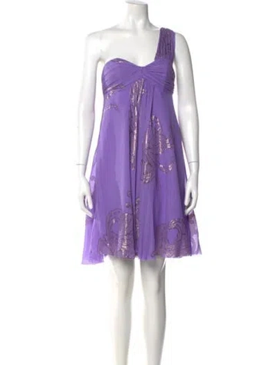 Pre-owned Nicole Miller Silk Mini Dress In Purple