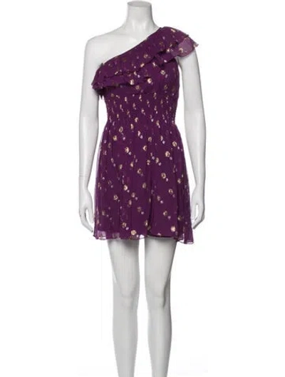Pre-owned Nicole Miller Silk Mini Dress In Purple