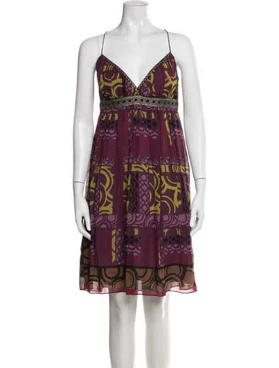 Pre-owned Nicole Miller Silk Mini Dress In Purple