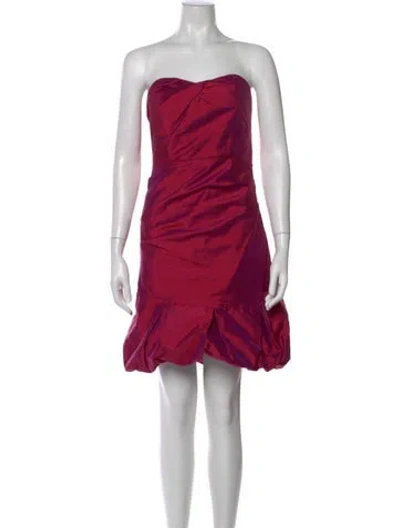 Pre-owned Nicole Miller Silk Mini Dress In Red
