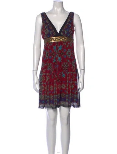 Pre-owned Nicole Miller Silk Mini Dress In Red