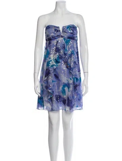 Pre-owned Nicole Miller Silk Mini Dress W/ Tags In Blue