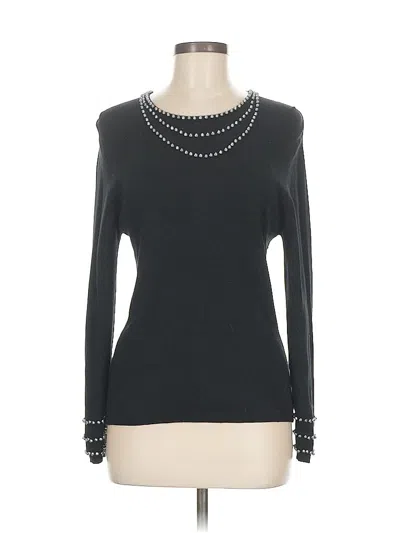 Pre-owned Nicole Miller Silk Pullover Sweater In Black