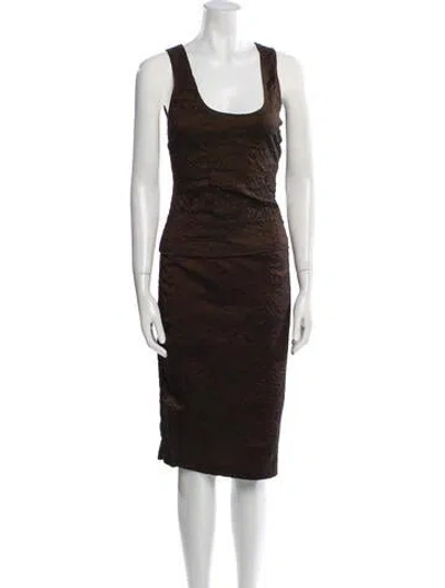 Pre-owned Nicole Miller Skirt Set In Brown