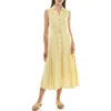 Nicole Miller Sleeveless Belted Linen Shirtdress In Brown