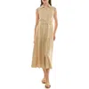 Nicole Miller Sleeveless Belted Linen Shirtdress In Green