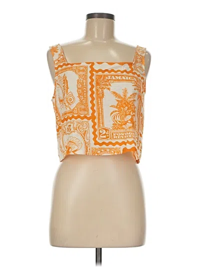 Pre-owned Nicole Miller Sleeveless Blouse In Orange