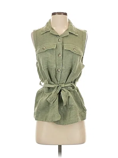 Pre-owned Nicole Miller Sleeveless Button Down Shirt In Green