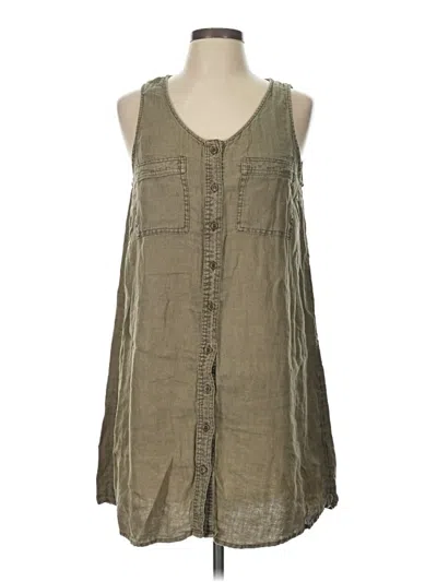 Pre-owned Nicole Miller Sleeveless Button Down Shirt In Green