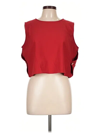 Pre-owned Nicole Miller Sleeveless Top Red Keyhole Neckline Tops