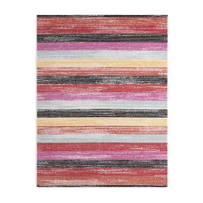 Nicole Miller Sofia Estelle Abstract Fade Resistant Washable Outdoor Rectangular Area Rug In Red