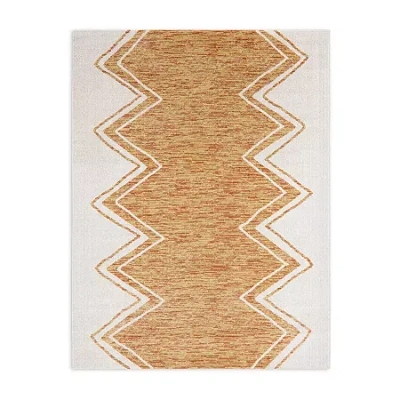Nicole Miller Sofia Leon Geometric Fade Resistant Washable Outdoor Rectangular Area Rug In White