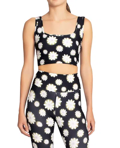 Nicole Miller Sports Bra Top In Hazy Daisy In Black