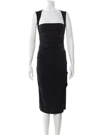 Pre-owned Nicole Miller Square Neckline Knee-length Dress In Black